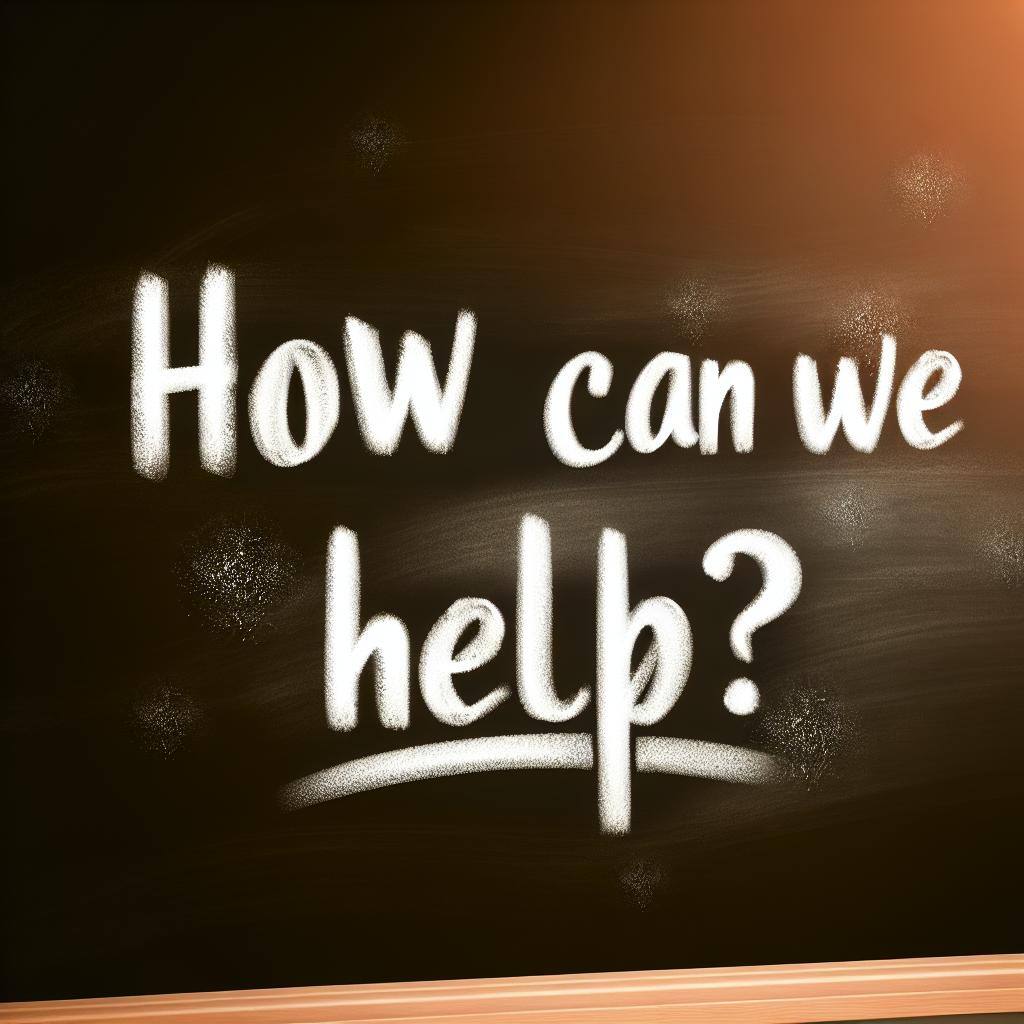 A title that includes how can we help with a chalkboard background